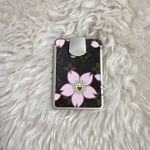 Floral Pattern Card Holder - Pink and Black